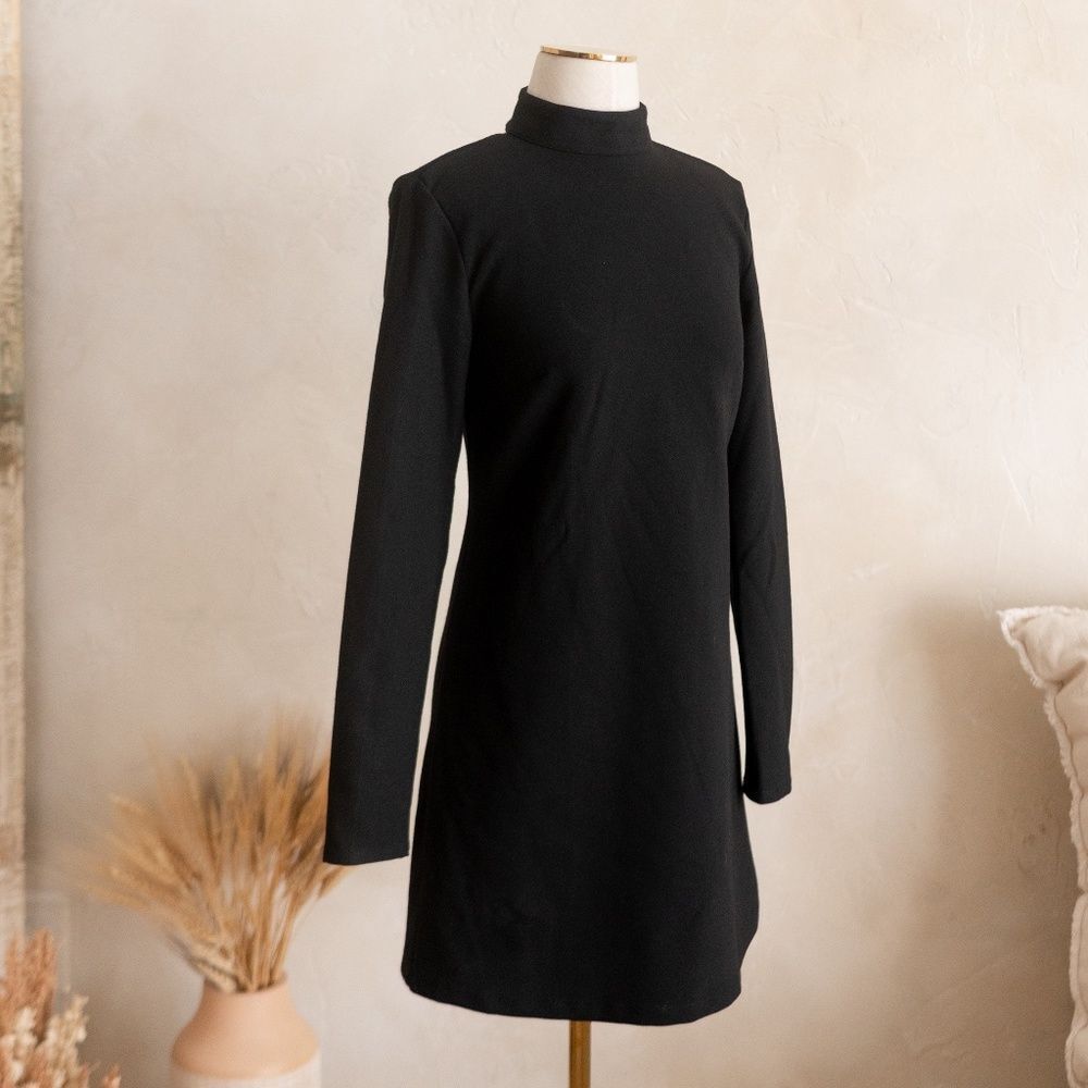 NWOT Future Collective Long‎ Sleeve Mock Neck Open Back A-Line Mini Dress size S
